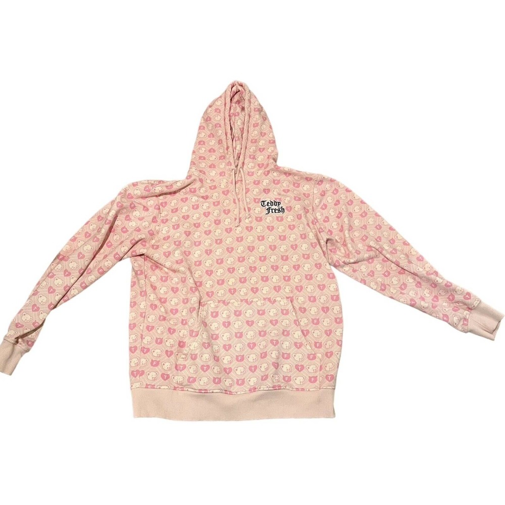 Teddy Fresh Sweatshirt Hoodie Pink All Over Print Argyle Pink Size Large